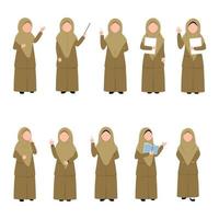 Set of illustration Muslim teacher vector