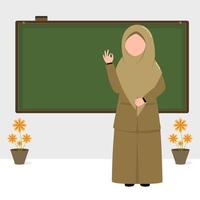 Hand drawn illustration of Muslim teacher vector