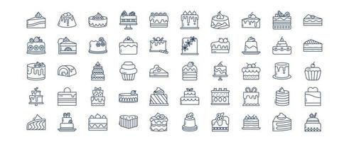 Collection of icons related to Pastries and sweets, including icons like Butterscotch, Caramel, Cake, Pastry and more. vector illustrations, Pixel Perfect set