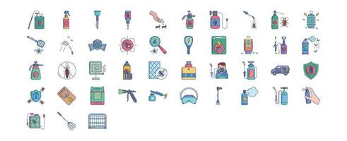 Collection of icons related to Pest control, including icons like spray, powder, insect, poison and more. vector illustrations, Pixel Perfect set