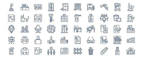 Collection of icons related to Office, including icons like Tea, Team, Telephone, Time, and more. vector illustrations, Pixel Perfect set