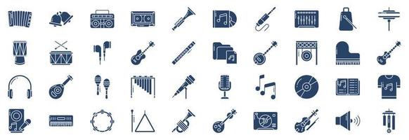 Collection of icons related to Music instrument, including icons like Accordion, Bell, Boombox, and more. vector illustrations, Pixel Perfect set