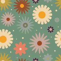 Retro seamless pattern with flowers in 60s style vector