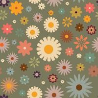 Retro seamless pattern with flowers in 60s style vector