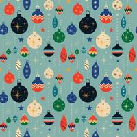 Vintage Christmas pattern with tree toys. Christmas seamless background vector