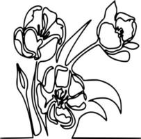 flores vectoriales en blanco y negro vector