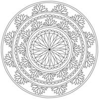 mandala abstracto con flores de loto ornamentadas y puntos, libro de coloración meditativo vector