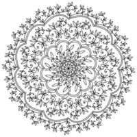 Delicate mandala with curls and doodles leaves, meditative page with herbal patterns vector