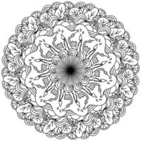 Halloween mandala, coloring page with ghosts, candles and autumn attributes vector