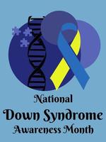 National Down Syndrome Awareness Month, design for poster, banner flyer or postcard on medical and social topics vector