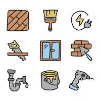 iconos de construcción garabateados vector