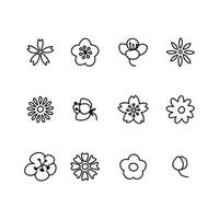 Doodled Flowers in Black and White vector