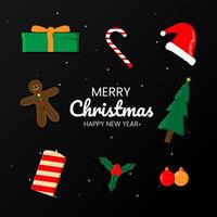 Flat design set of christmas element collection vector