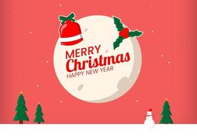 Merry christmas and new year background with moon vector