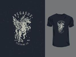 el diseño de camiseta de estilo vintage pegasus vector