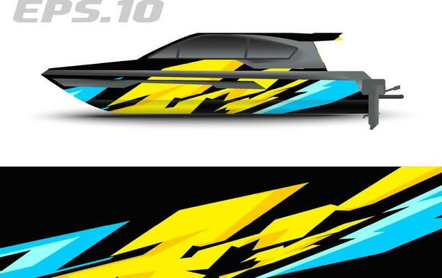 Boat livery vector graphics. Abstract racing background design for car, motorcycle and other vehicle sticker wrap