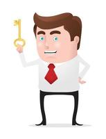 Businessman holding a gold key vector