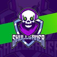 skull gamer mascot esport logo design character vector