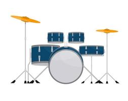 Drum kit, drum set isolated. Percussion musical instruments. Flat vector illustration.