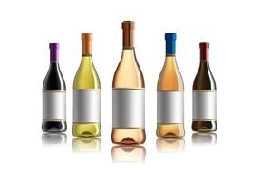 Red wine bottle. Set of white, rose, and red wine bottles. isolated on white background. vector