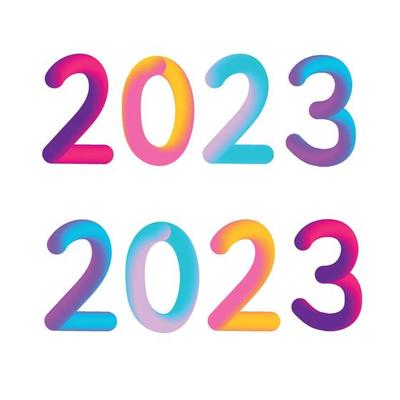 Happy new year 2023 future metaverse neon text neon with metal effect, numbers and futurism lines. Vector greeting card, banner, congratulation poster 3d illustration. Modern trendy electronic light