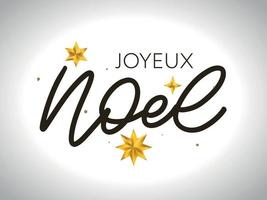 Merry Christmas in French language. Joyeux Noel modern brush vector calligraphy. Hand drawn calligraphic phrase isolated on white background. Typography for greeting card, postcards, poster, banner.