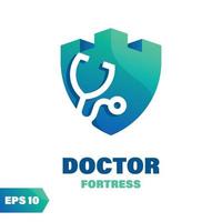 logotipo de la fortaleza del doctor vector