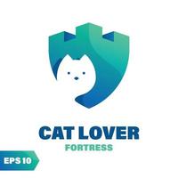 Cat Lover Fortress Logo vector