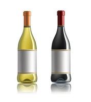 Red wine bottle. Set of white, rose, and red wine bottles. isolated on white background. vector