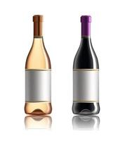 Red wine bottle. Set of white, rose, and red wine bottles. isolated on white background. vector