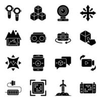 paquete de iconos sólidos de realidad aumentada vector