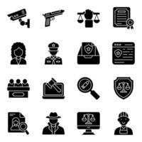 Pack of Crime Solid Icons vector
