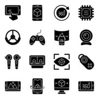 Pack of Virtual Reality Solid Icons vector