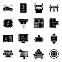 Pack of Internet of Things Solid Icons vector