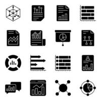 Pack of Graphs Flat Icons vector