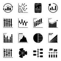 Pack of Graphs Flat Icons vector