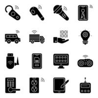 Pack of Technological Equipment Solid Icons vector