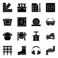 Pack of Tools Solid Icons vector