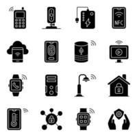 paquete de iconos sólidos de dispositivos tecnológicos vector