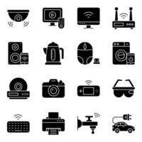 Pack of Iot Solid Icons vector