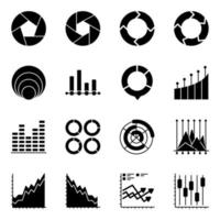 Pack of Graphs Flat Icons vector