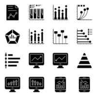 Pack of Graphs Flat Icons vector