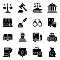 Pack of Justice Solid Icons vector