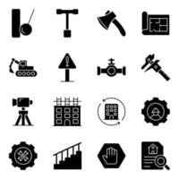 Pack of Repair Tools Solid Icons vector