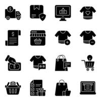 Pack of Shopping and Logistic Solid Icons vector