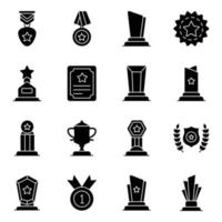 Pack of Awards Solid Icons vector