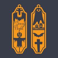 laser cut Die and decorative panel halloween bookmark patterns. vector