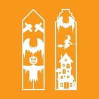 Laser cut panel set with halloween bookmark design, vector