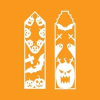 Laser cut panel set with halloween bookmark design, vector