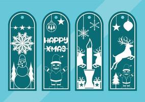 Laser cut panel set with christmas bookmark design, vector